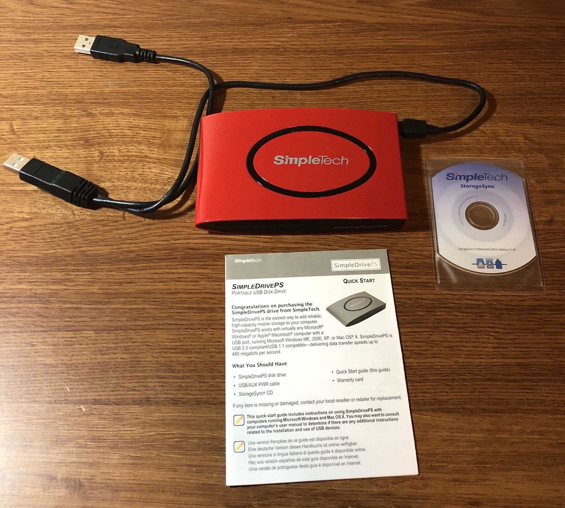SimpleTech SimpleDrivePS external hard drive 37 GB with StorageSync disc, cable, and guide