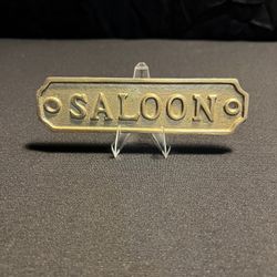 Brass  Door-wall Or Bar Plaque,  “SALOON”