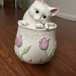 Decorative Cat Jar, Perfect For Pet Treats Or Display