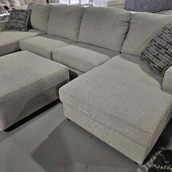Edenfield Linen Double Chaise Sectional, Furniture Couch Livingroom Sofa