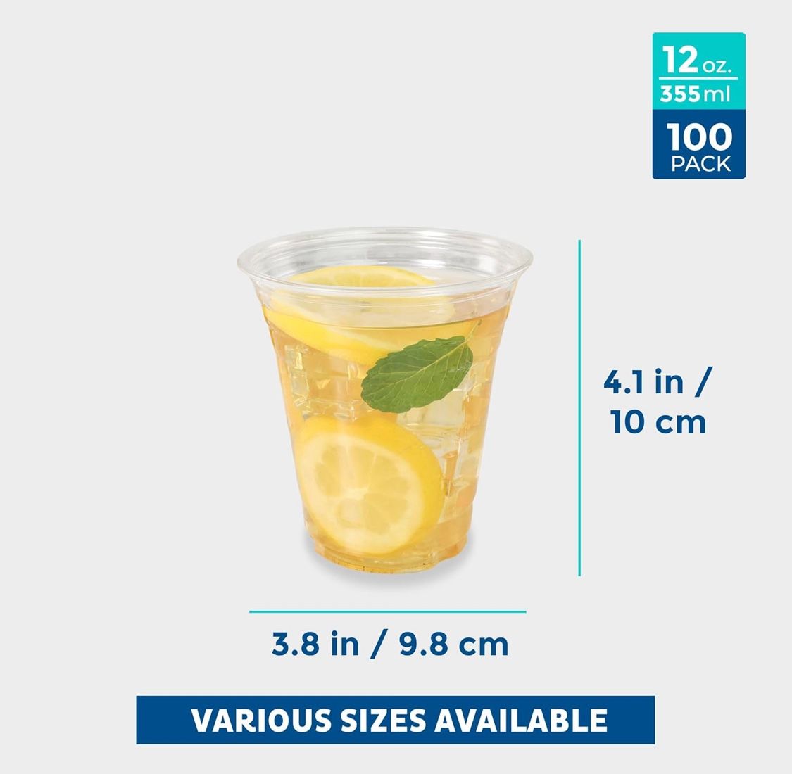 Plastic Cups [12 oz, 1000-PCS] - Disposable Cold Drink Party Soda Cups, Crystal Clear PET 