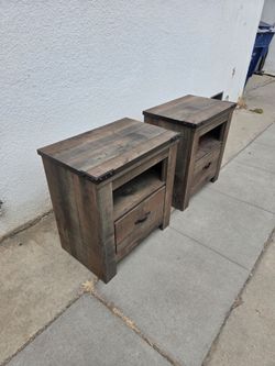 Signature Design by Ashley Trinell Rustic Brown Oak Grain Nightstands