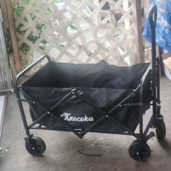 BLACK FOLD-UP KNOCOKA BRAND WAGON WITH ADJUSTABLE HANDLE & WHEEL LOCKS