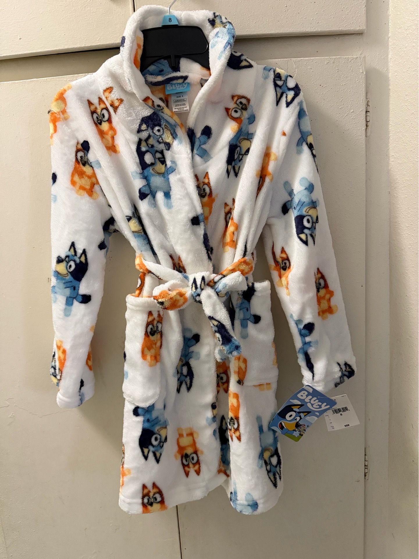 Girls Plush Long Sleeve Knee Length Bluey Robe