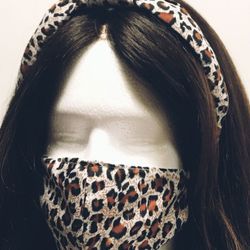 Animal Print Mask With Matching Headband