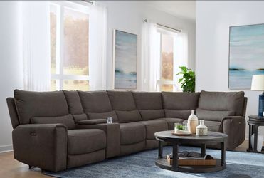 Adelaide 6-Piece Fabric Power Reclining Sectional With Power Headrest