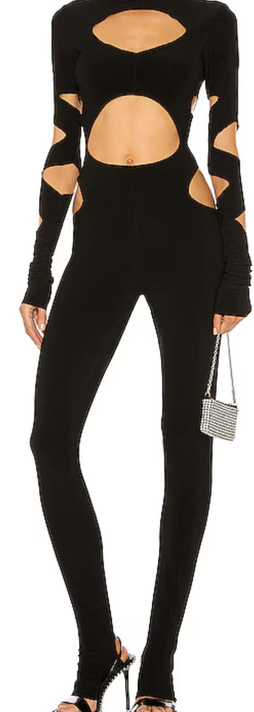 Long Sleeve Aztec Catsuit Norma Kamali cutout jumpsuit one...
