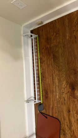 White metal shelves