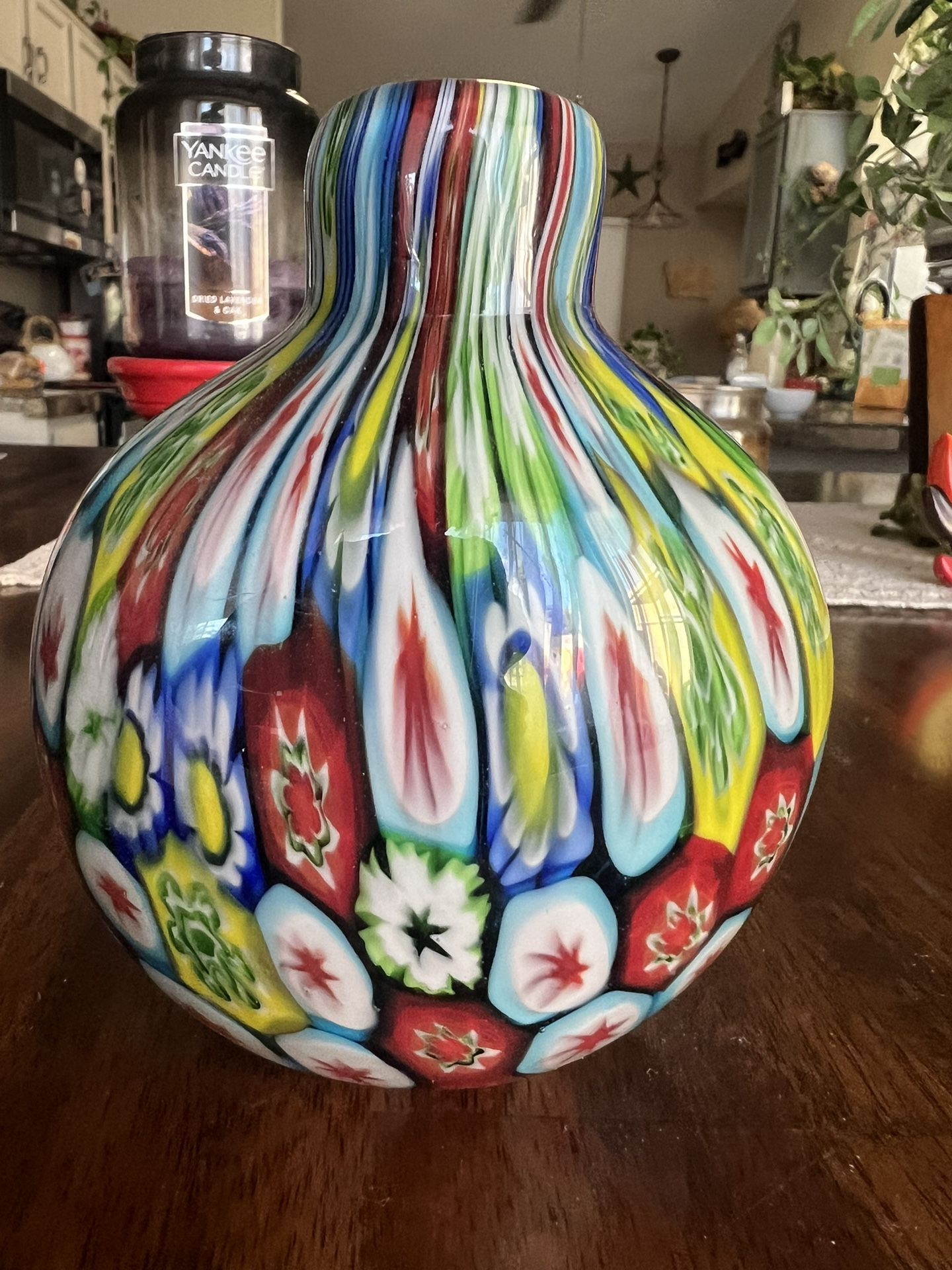 Vintage Millefiori Glass Bottle/Vase