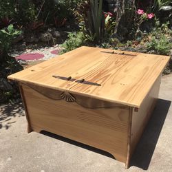 Wood Storage Coffee Table/ Toy Box Chest: 34.75”W x 30.25”D x 16”H