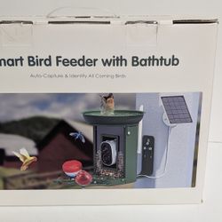 Smart Bird Feeder Camera NO10B With Bathtub 2K WiFi Outdoor Solar New In Box
