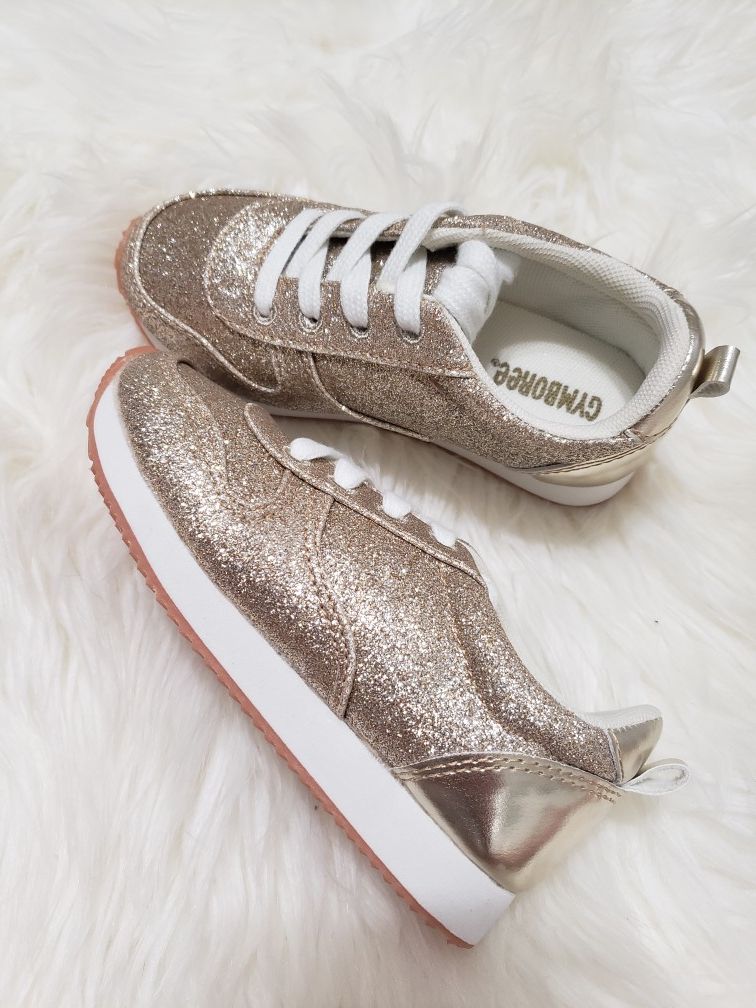 Size 9 toddlers Gymboree gold glitter sneakers
