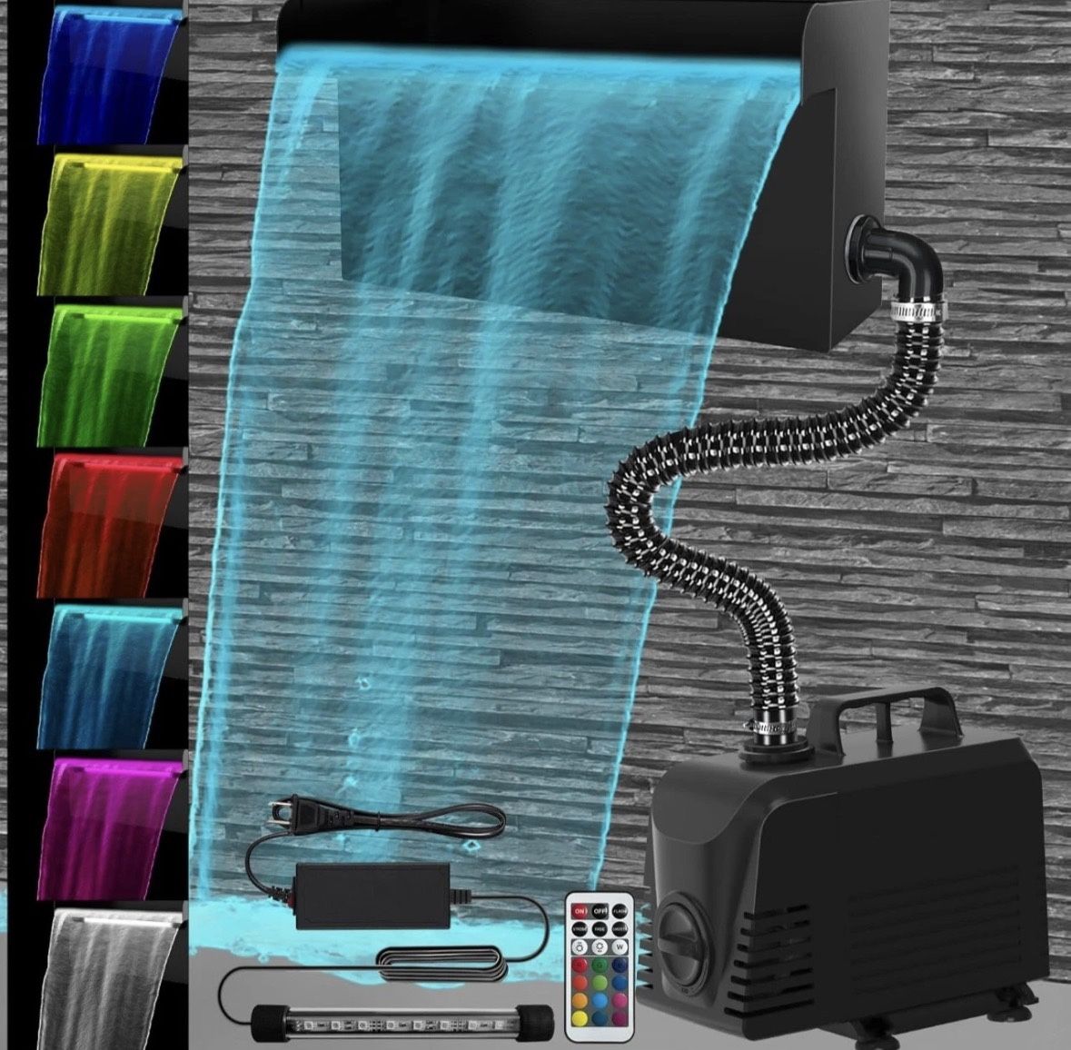 AquaMiracle Allin1 Pond Waterfall Kit with LED Lights 8 660 GPH Pool