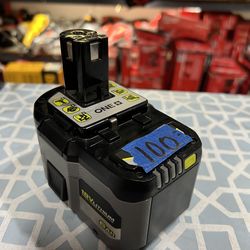 RYOBI 18v battery 6.0 ah $100