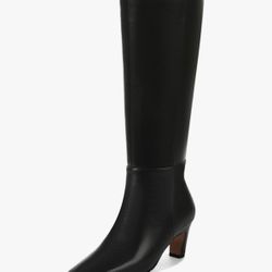 Kitten Heel Knee High Boots Women Square Toe Long Tall Boots Faux Leather Low Heel Boot Fashion Wide Calf Dress/Casual Elastic Boots with Side Zipper