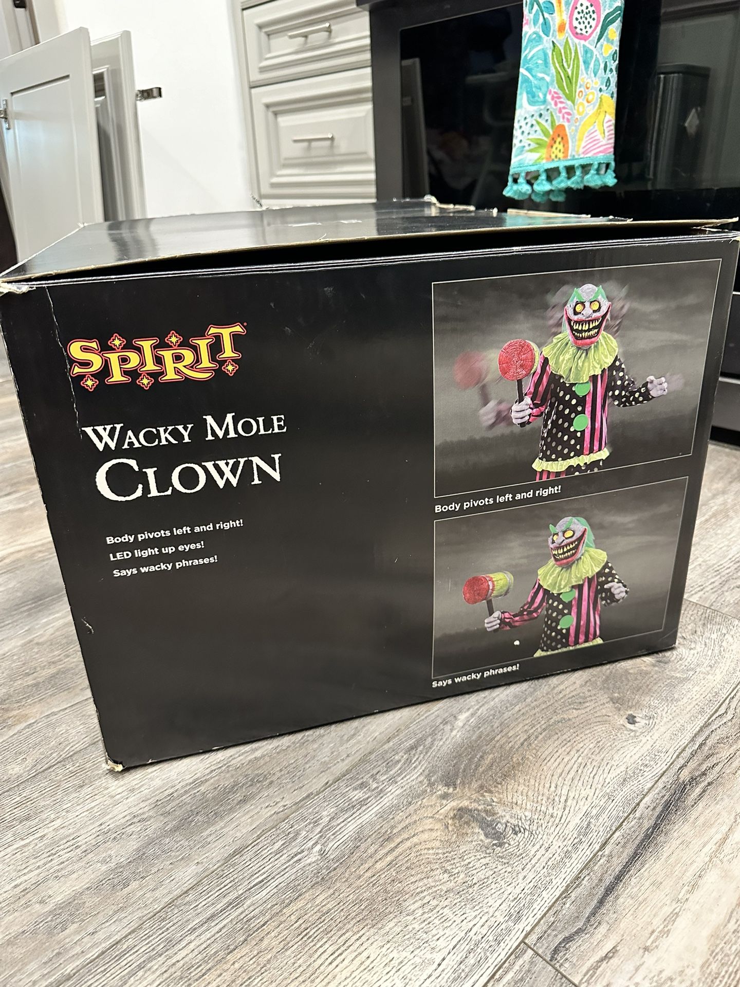 RARE 5.8 Foot Tall Wacky Mole Clown Animatronic For Halloween LED Eyes, Moves, & Has Different Sayings NEW IN BOX