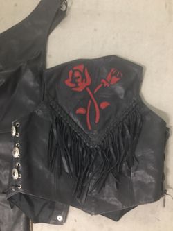 Leather chaps and vest