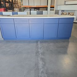 Blue Kitchen Base Cabinets Island Brand New