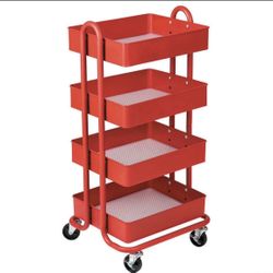 4-Tier Utility Rolling Cart, Red