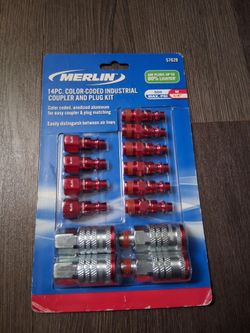 Air Hose 1/4 in. Color-Coded Industrial Coupler and Plug Set, 14-Piece