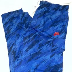 Nike Sportswear Woven Unlined Utility Camo Blue Black Pants Size Large