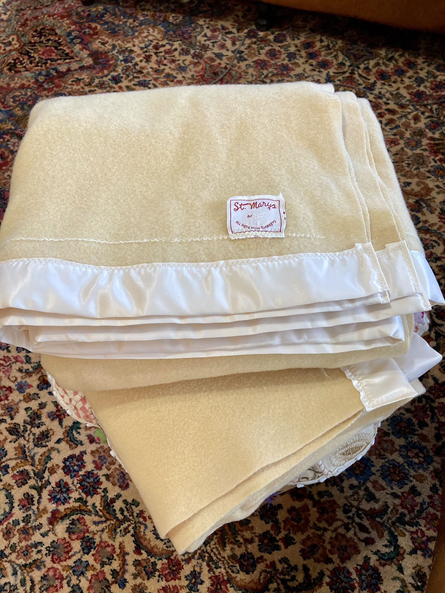 Wool Vintage Blankets St Mary’s Ivory Set Of 2