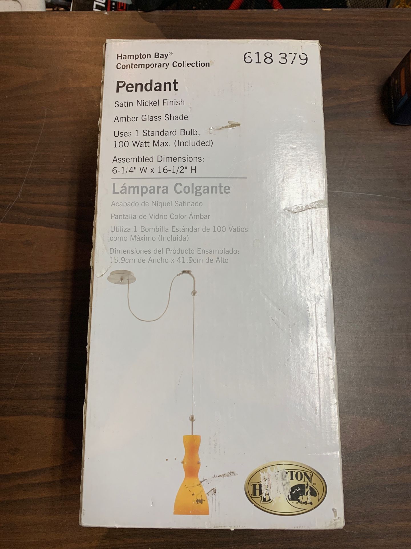 Hampton Bay Pendant Lamp Hanging Light Fixture New in Box