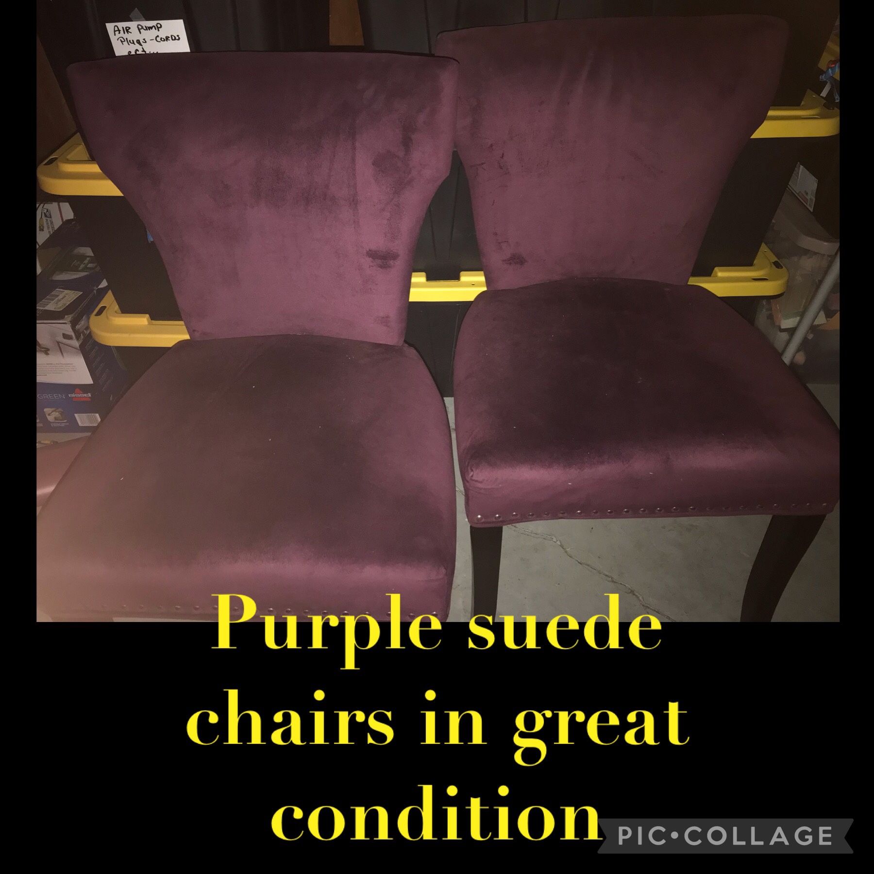 Purple suede chairs