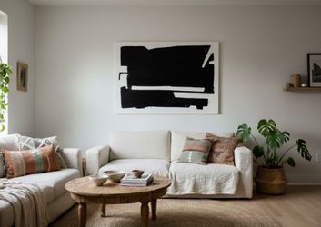 Large Minimal Abstract Painting - Restoration Hardware Wall Art - Canvas Painting