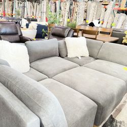 Henredon Murphy Fabric Modular Sectional Grey 