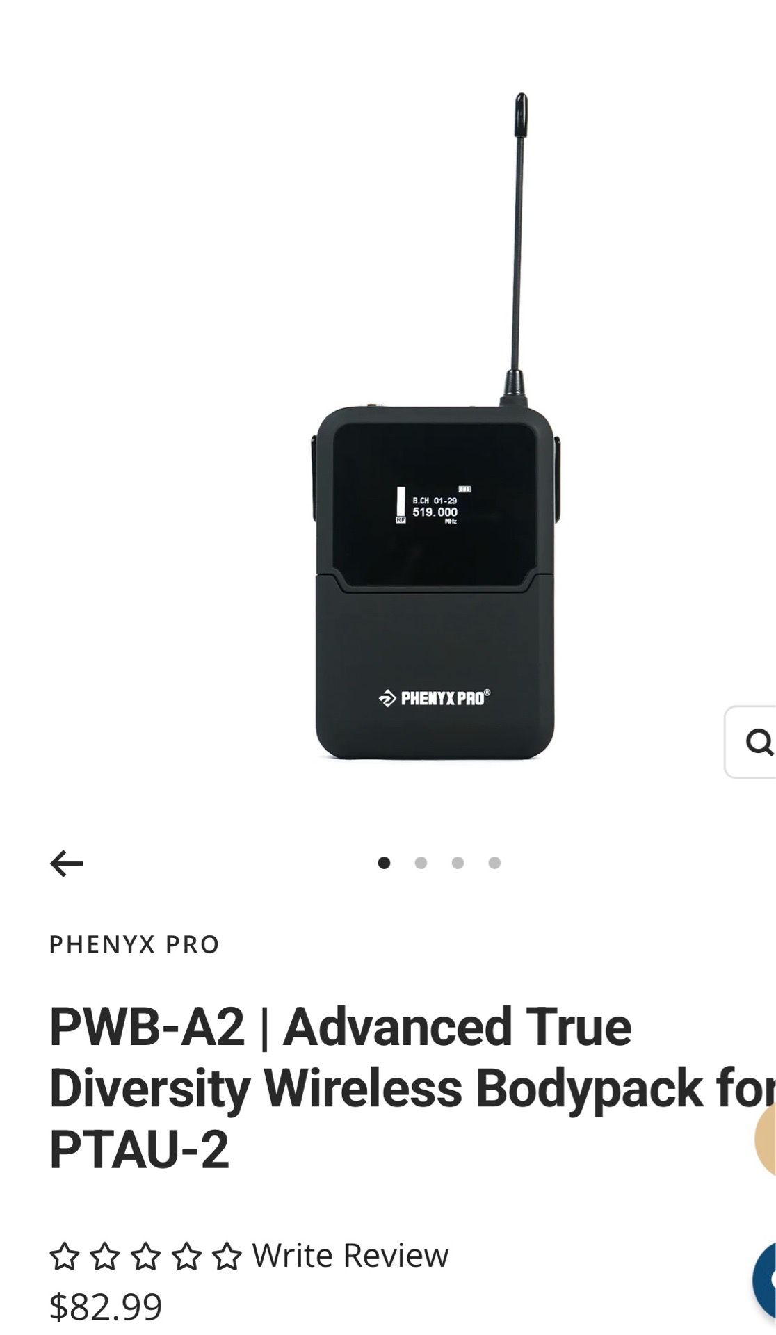 Phenyx Pro Wireless Bodypack Transmitter, UHF True Diversity Bodypack with 3-Pin XLR