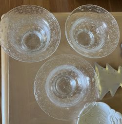 3  Glass Decorative Bowls 4Hx8W $20 A