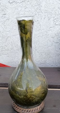 Green Art Glass Bud Vase