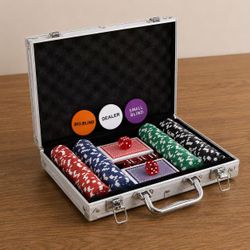 NEW 200PCS Poker Chips Set with Aluminum Case Iron Core Weighted Chips for Texas Holdem Blackjack