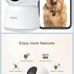 ARENTI 5G Indoor Security Camera, 4MP Pet Camera with Speaker for Dog/Cat, Baby Monitor with Phone App, Dual-Band WiFi, Auto Tracking, Super Night Vis