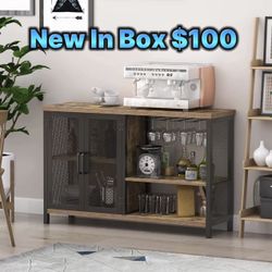 Brand New WiberWi Buffet Cabinet Coffee Bar Table Storage Cabinet, Farmhouse Buffet Station Sideboard with Liquor and Glasses Rack, Credenza Cupboard 