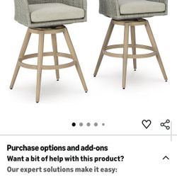 Signature Design by Ashley Seton Creek

Casual Nuvella Weather Resistant Fabric, Resin Wicker Swivel Outdoor Bar Height Bar Stool Set Of 2
