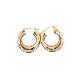 14k Gold/925 Sterling Silver Interlocking Hoops Earrings