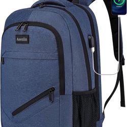 Asenlin Travel Laptop Backpack for Women & Men,Water Resistant Business Slim Sturdy Laptops Backpack with USB Charging Port,Fits 15.6 Inch Notebook Co