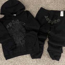 Sp5der Black Tracksuit Hoodie Pants M