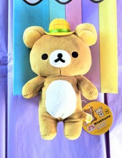 New San-X RILAKKUMA Plushie w/ Hat, Japan import.