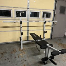 Olympic Weight Bench With Olympic Barbell