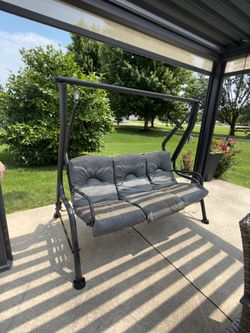 3 Seat Patio Swing Chair, Outdoor Swing Glider with Adjustable Canopy