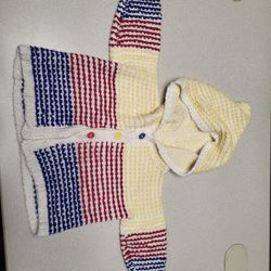 Boys 2T approx unknown brand knit primary color hooded knit sweater Lot 31