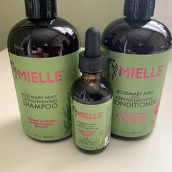 MIELLE Rosemary Mint Organics Infused with Biotin and Encourages Growth Hair Products  Shampoo+Conditioner+ Oil. Set 3 PCS