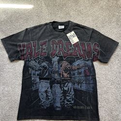NEW Vale Forever Dreams Graffiti Black Tee Men's Washed Tee High-Quality S