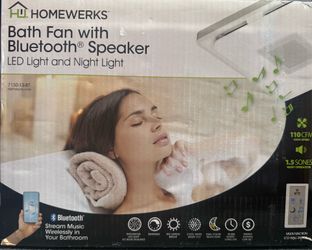 HomeWerks 7130-13-BT, 1.5-sone Bath Fan LED Light Night Light Bluetooth Speaker
