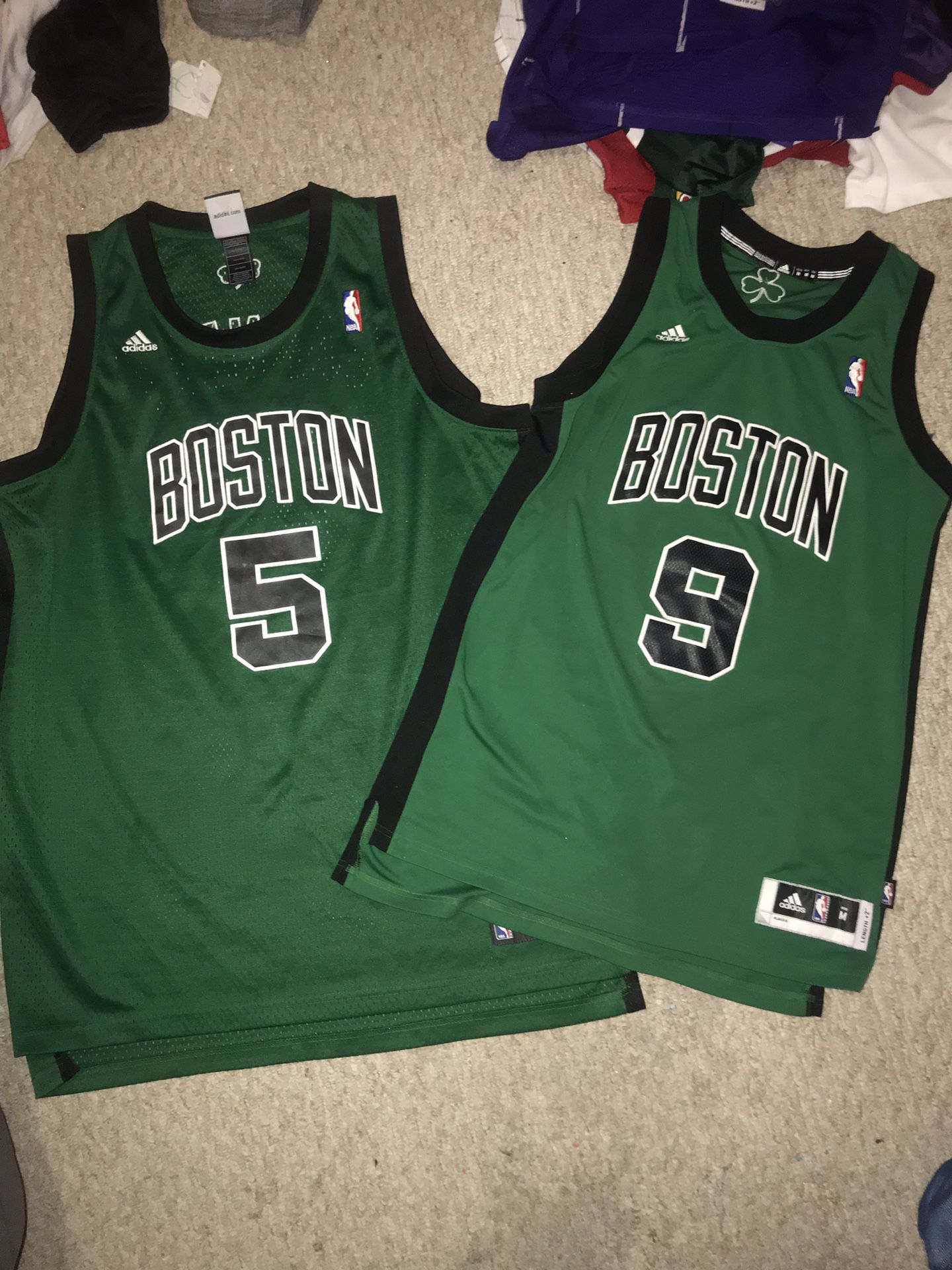Vintage throwback adidas Boston Celtics Garnett and rondo basketball jerseys
