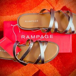 NWT, Rampage Silver, Flat Sandals. Size: 7.5. Comfortable, Elegant and Stylish.