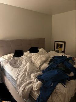 MOVING SALE must go TODAY 10/22 || King size Upholstered Bed Frame with Headboard